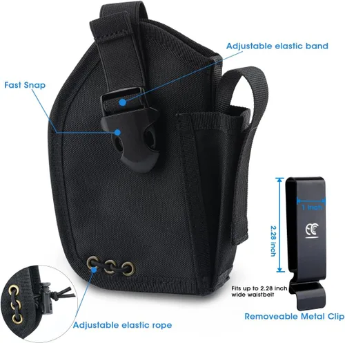 Vista 4 de Funda compacta OWB para pistolas con linterna o láser, transporte diario para mano derecha, accesorios universales