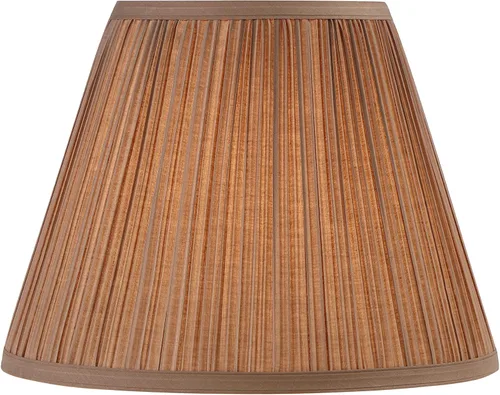 Vista 2 de Aspen Creative 32072, pantalla de araña de transición imperio rígido, hongo plisado siena marrón, 7 pulgadas superior x 13 pulgadas parte inferior x