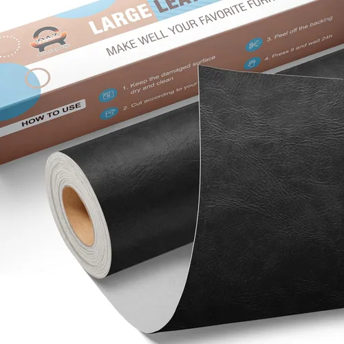 Vista 22 de Kit de reparación de cuero para muebles de 4 x 63 pulgadas, parche de reparación de cinta de cuero autoadhesivo para sofá, kit de parches
