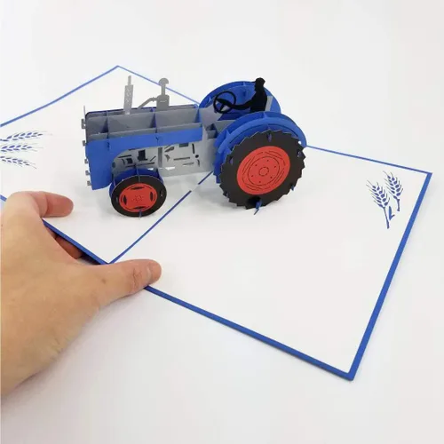 Vista 4 de Tractor 3D Pop Up Tarjeta de felicitación para todas las ocasiones: cumpleaños, día del padre, felicitaciones, despedida, aniversario, jubilación