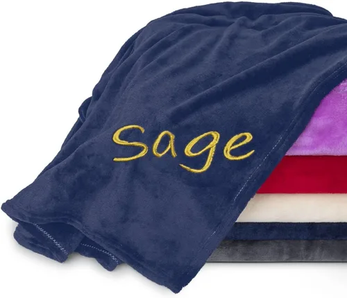 Vista 10 de Mantas personalizadas para adultos, manta personalizada con nombre bordado o monograma, funda de manta de forro polar suave para cama y sofá