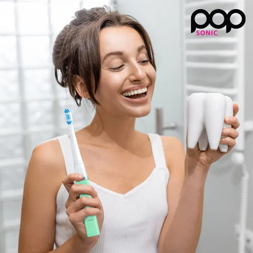 Vista 5 de Pop Sonic Cepillo de dientes USB Charge Anywhere (verde) - Cepillo de dientes recargable con hasta 40,000 trazos de cepillo/Minuto-Cerdas de nailon