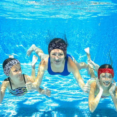 Vista 4 de 4 diademas de natación para natación, banda ajustable para la oreja para mantener el agua fuera, protección para los oídos para niños y adultos