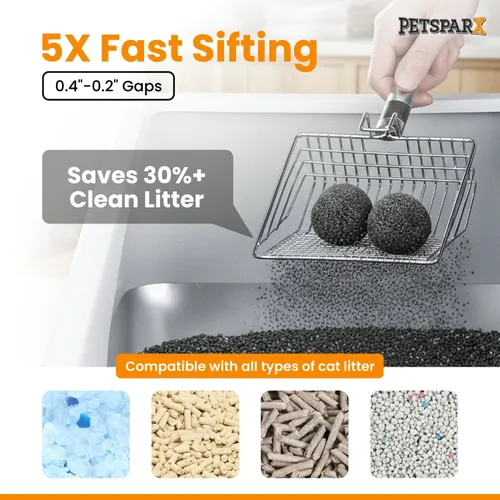 Vista 5 de Caja de arena de acero inoxidable XL con tapa, caja de arena cerrada para gatos grandes, caja de arena de metal a prueba de fugas de alta cara