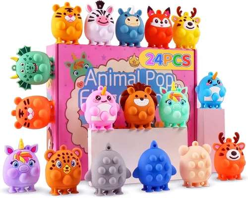 Vista 7 de ChildFun 12 piezas Recuerdos de fiesta para niños, juguetes de silicona de animales con ventosa, regalos de cumpleaños para niños y niñas, juguetes