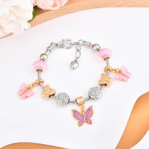 Vista 4 de Pulsera de dije para mujer, con cuentas de cristal y forma de corazón, plata de circonita cúbica, cadena de serpiente, pulsera de moda, joyería