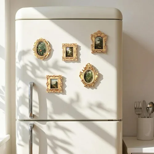 Vista 2 de 20 piezas mini marco magnético dorado para refrigerador marco