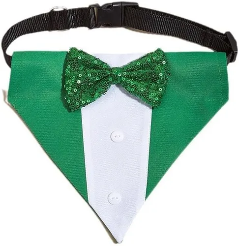 Vista 9 de Collar de perro de esmoquin para boda, compromiso y cumpleaños, collar bandana formal para perro disfraz con corbata de moño y hebilla ajustable