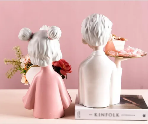 Vista 5 de Estatua china de feng shui, escultura moderna para parejas, decoración para el hogar, creativa, sala de estar, dormitorio, escultura de resina