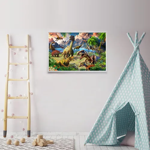 Vista 4 de Dinosaur World - Rompecabezas de 100 piezas para niños de 5 a 8 años, juguete educativo de aprendizaje para niños, regalo para niñas de 5 a 10 años