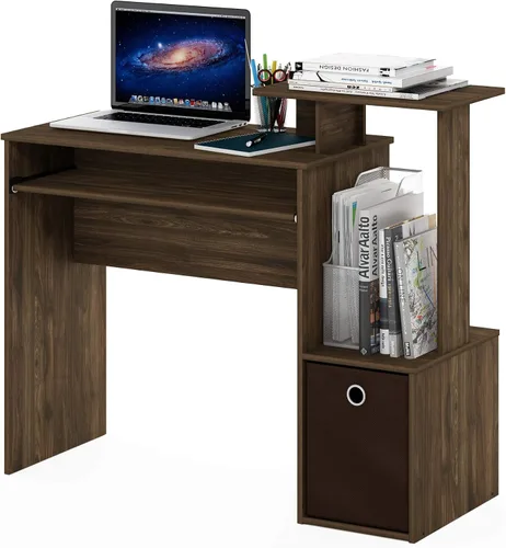 Vista 14 de Furinno Econ Escritorio para Ordenador de Oficina, Pino Ámbar/Negro