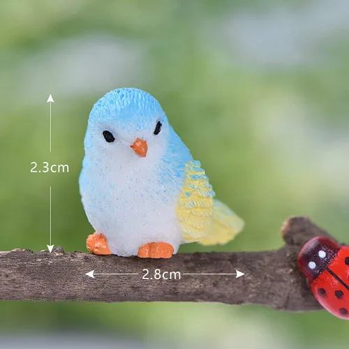Vista 7 de Figuras decorativas de pájaros en miniatura, 12 piezas, mini figuras de casa de muñecas de pájaros, accesorios de decoración de jardín de hadas