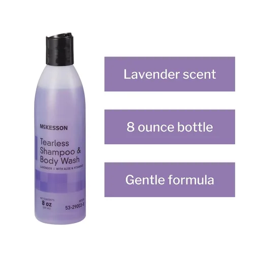 Vista 4 de McKesson Champú sin lágrimas y gel de baño con aloe y vitamina E, aroma a lavanda, 8 onzas, 1 unidad