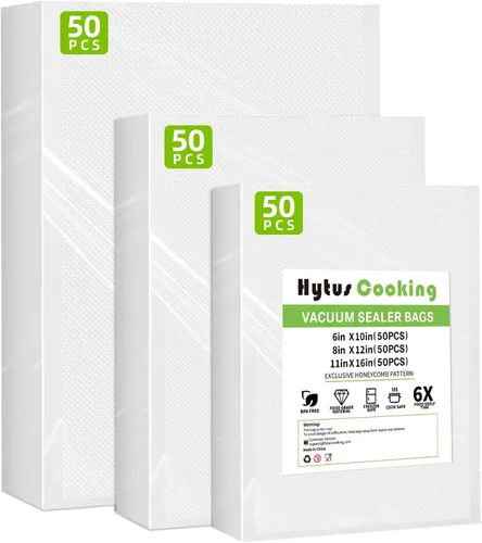 Vista 9 de HytusCooking - Rollos de bolsas selladoras al vacío de alimentos de 8 x 150 pies con dispensador de cortador para almacenamiento de alimentos