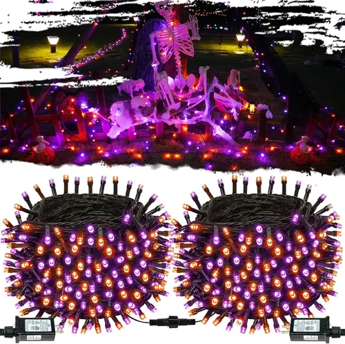 Vista 18 de OZS Guirnalda de luces de Navidad conectables rojas y blancas, paquete de 2 luces de Navidad de 164 pies en total de 400 LED para Rojo y blanco
