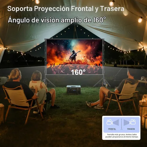 Vista 2 de Pantalla de proyector de 100 pulgadas con soporte, pantalla de proyección para interiores, pantalla de cine frontal trasera portátil 16:9 4K HD