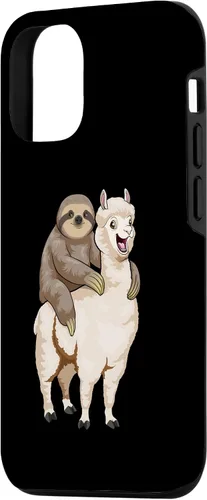 Vista 2 de Funda de juego de palabras para iPhone 12/12 Pro Sloth Riding Llama Divertido Animal Perezoso