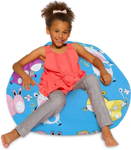 Vista 13 de Posh Beanbags - Sillón puff XL, 48 pulgadas, tela de lona para colorear - Mundo divertido Azul Rey Sólido