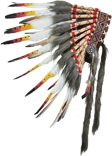 Vista 2 de LWINGFLYER Tocado de plumas Gorro de estilo indio nativo americano de 155 a 177 pulgadas