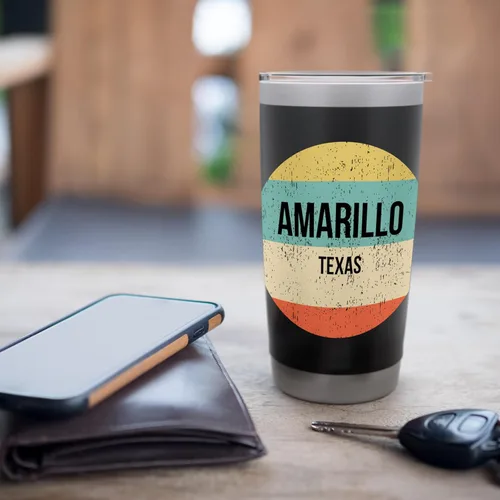Vista 7 de Camisa Amarillo Texas Vaso aislado de acero inoxidable amarillo Negro