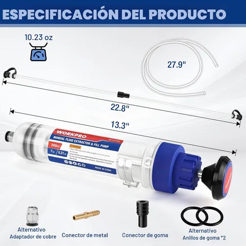 Vista 2 de Extractor manual de fluidos WORKPRO 200CC