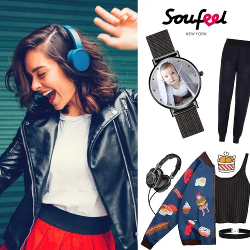 Vista 7 de Soufeel - Reloj de fotos personalizado para mujeres y hombres personalizados grabados relojes de pulsera personalizados de acero inoxidable regalo