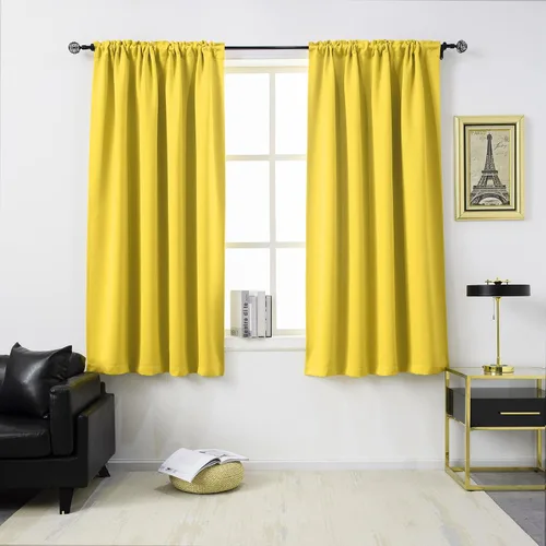 Vista 37 de DUALIFE Cortinas opacas de 45 pulgadas de largo, 2 paneles para ventanas pequeñas de dormitorio, aislamiento térmico, bolsillo para barra, cortinas