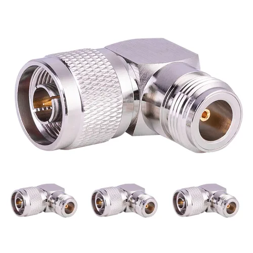 Vista 5 de XRDS -RF Adaptador de conector N Conectores coaxiales de ángulo recto 90 grados N macho a N hembra Conector de cable coaxial RF Paquete de 2
