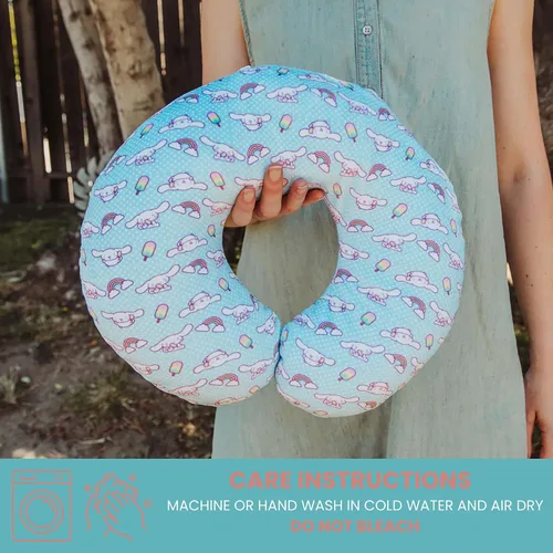 Vista 6 de Sanrio Cinnamoroll - Almohada cervical reversible y felpa para adultos, esenciales de viaje para un apoyo extra cómodo en aviones, automóviles