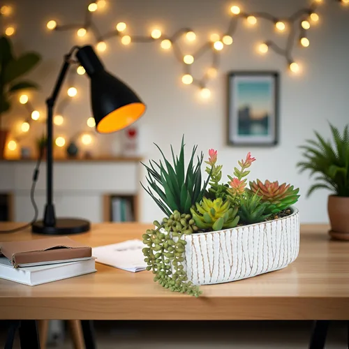 Vista 9 de Plantas artificiales para el hogar, suculentas artificiales de 8.7 pulgadas en macetas para decoración de escritorio de oficina y decoración