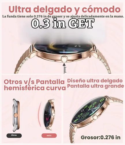 Vista 3 de LIGE - Relojes inteligentes para mujeres (responder/realizar llamada), ultradelgado de 6.8mm/1.43" AMOLED para mujeres con más de 111 modos