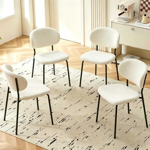 Vista 37 de Homedot Juego de 2 sillas de comedor tapizadas negras, modernas sillas de cocina de mediados de siglo tapizadas con cojín acolchado para comedor