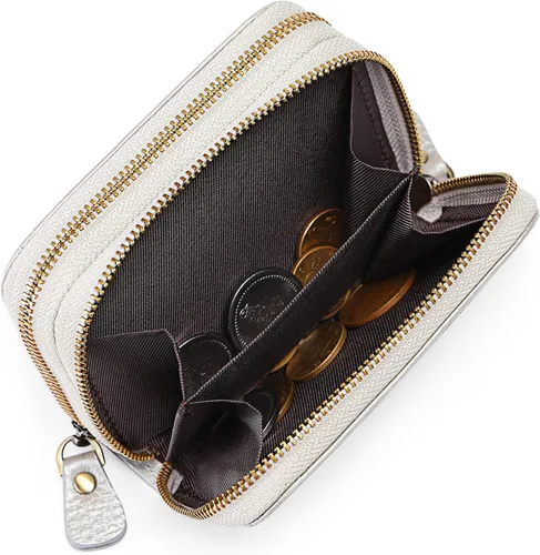 Vista 5 de GOIACII Cartera pequeña de cuero genuino para mujer, con bloqueo RFID para tarjetas de crédito