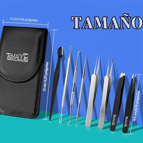 Vista 2 de TsMADDTs Extractor de espinillas, herramienta de tratamiento de acné, kit de eliminación de comedones para manchas, puntos blancos, kit de Negro