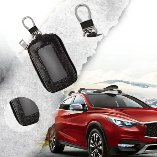 Vista 5 de Funda para Llave de Coche Universal Premium Funda para Llave de Coche de Cuero Genuino, Funda para Llave Inteligente de Coche con Cordón y Cierre