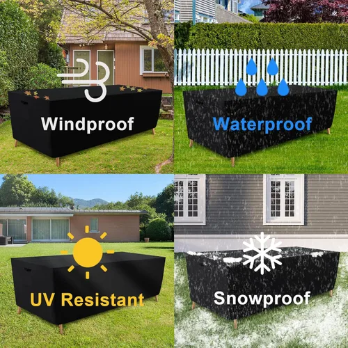 Vista 5 de Tempera Fundas para muebles de patio, fundas impermeables para mesas y sillas de exterior, fundas de comedor al aire libre, funda rectangular