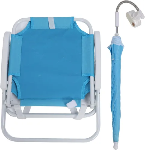 Vista 6 de Silla de playa baja con sombrilla, silla de camping plegable con toldo para niños y adultos, sillas de camping portátiles para niños, silla
