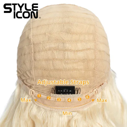 Vista 8 de Style Icon Pelucas de encaje frontal de 36 pulgadas, peluca ondulada súper larga, color blanco dorado con abuelitos, densidad del 130 %, peluca 613