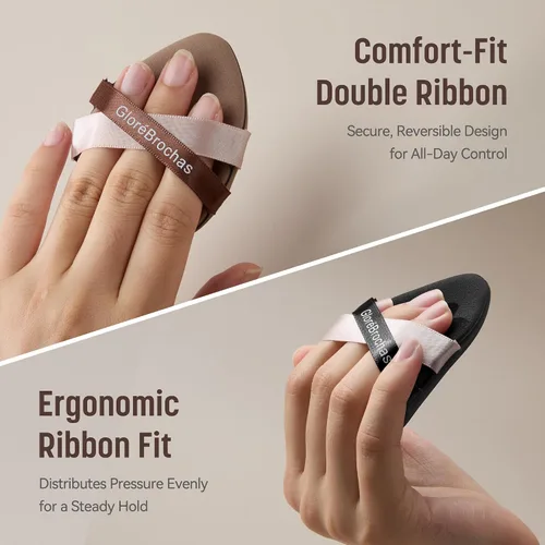 Vista 4 de Juego de esponjas para maquillaje, GloréBrochas 2 piezas, esponjas de base de baja absorción micro porosas, almohadillas de PU con cojín sin látex