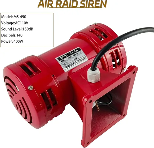 Vista 3 de Sirena Raid, alarma de sirena de 110 V, 150 db, 60 Hz, sirena eléctrica de la industria, alarma de sirena súper fuerte para sirena doméstica
