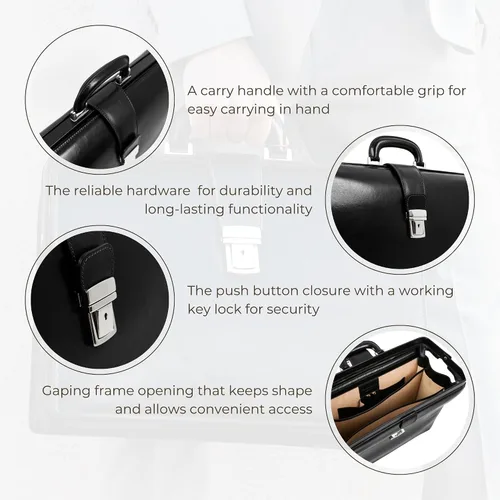 Vista 6 de Time Resistance Maletín de cuero para abogado - Maletín italiano hecho a mano para portátil para hombres y mujeres - Estuche de fijación - Bolsa