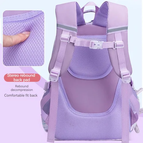 Vista 5 de KEBEIXUAN Linda mochila para niñas escolares, mochila con múltiples bolsillos para niños, mochila de gran capacidad para niñas de 6 a 12 años