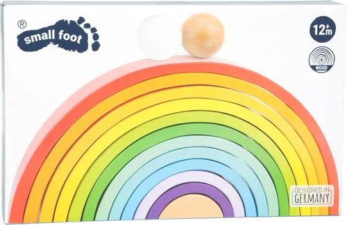 Vista 5 de Small Foot Bloques de construcción de madera arcoíris con bolas (XL) – Bloque de construcción educativo de madera de 15 x 9 x 2 pulgadas para niños