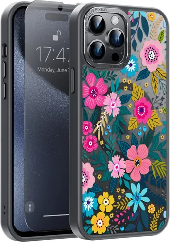 Vista 91 de Goodon para iPhone 15 Pro Max con protector de pantalla de privacidad, compatible con Magsafe, funda translúcida mate a prueba de golpes - Linda