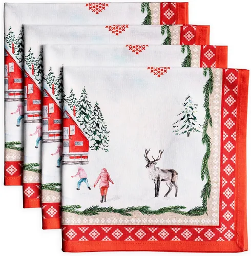 Vista 100 de Maison d' Hermine Juego de 4 servilletas de tela 100% algodón, suaves y duraderas, servilletas cuadradas reutilizables para uso diario, lavables