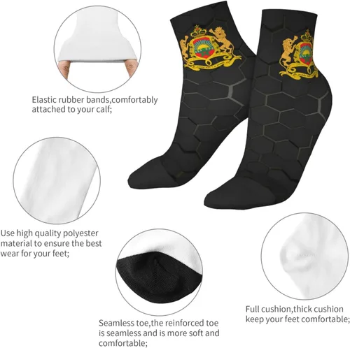 Vista 5 de GDJF Coat Of Arms Of Morocco Ankle Socks Winter Low Cut Sports Warm Comfort Breathable Casual Socks For Mens And Womens (1)