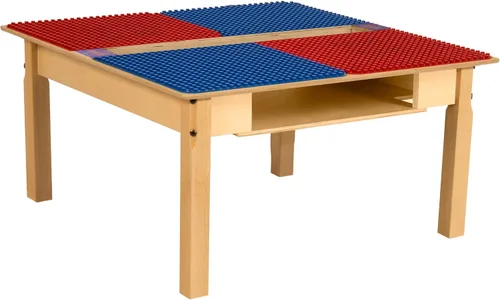 Vista 13 de Mesa DUPLO con canal y estante azul y verde