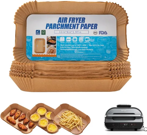 Vista 7 de Forros de papel desechables para freidora de aire Ninja Crispi, 270 piezas de forros de papel desechables para el sistema de cocina portátil
