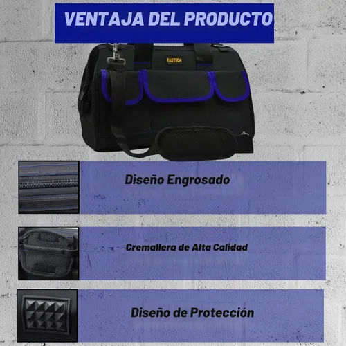 Vista 4 de FASTECH Bolsa de herramientas de 18 pulgadas, kit de herramientas de boca ancha impermeable, organizador de bolsa de herramientas resistente
