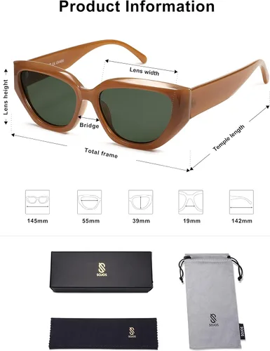Vista 5 de SOJOS Gafas de sol polarizadas de ojo de gato lindo de moda para mujer Cateye SJ2237